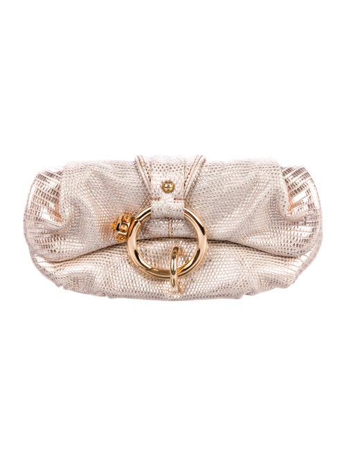 Tod's Embossed Leather Clutch Metallic