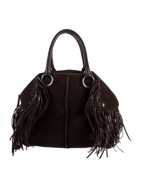 Tod's Fringe-Trimmed Suede Handle Bag Brown