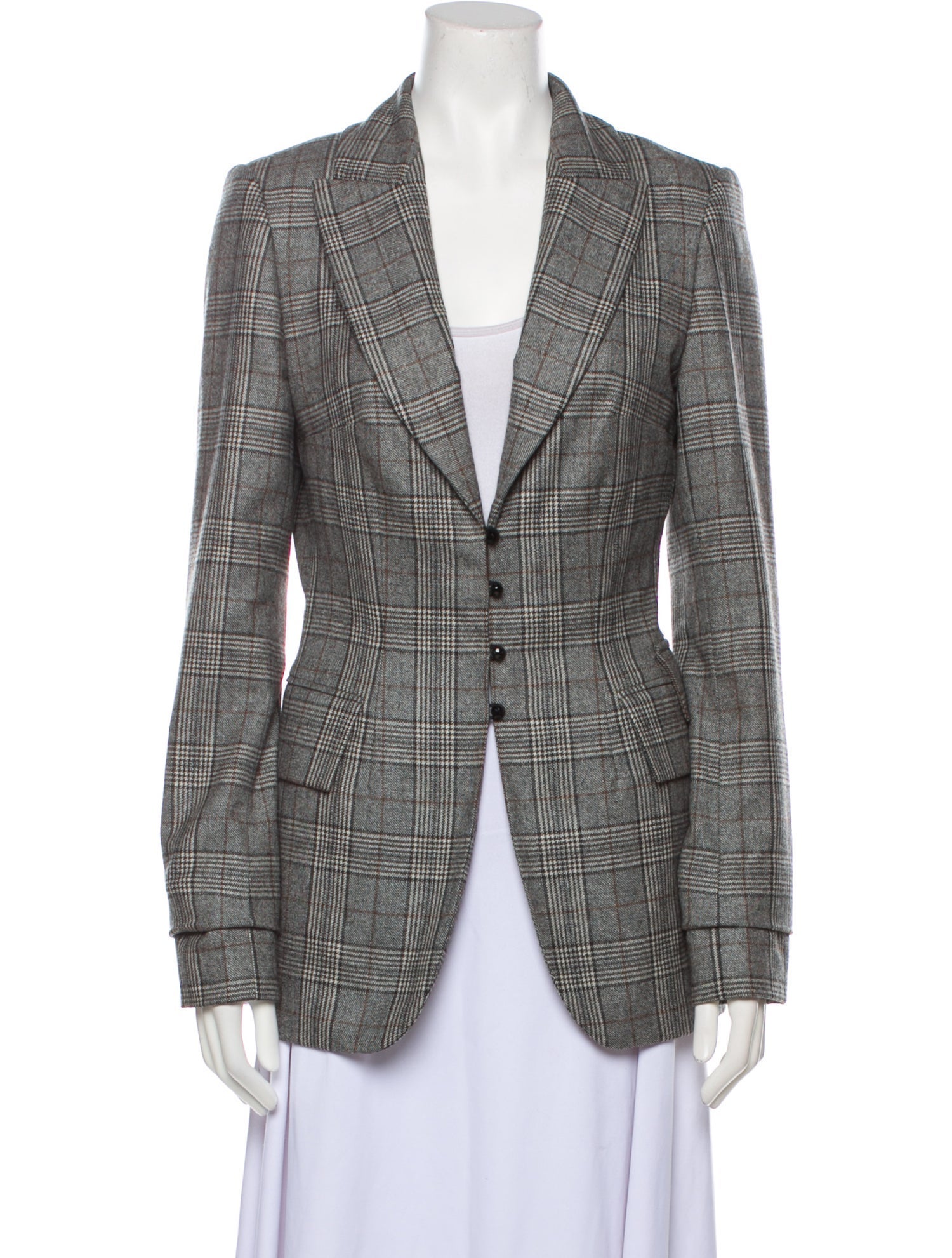 Zang Toi Silk Plaid Print Blazer