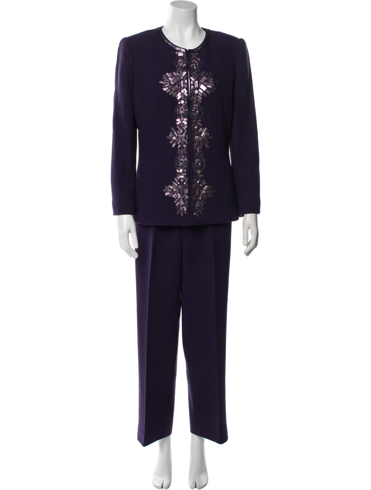Zang Toi Wool Beaded Accents Pantsuit