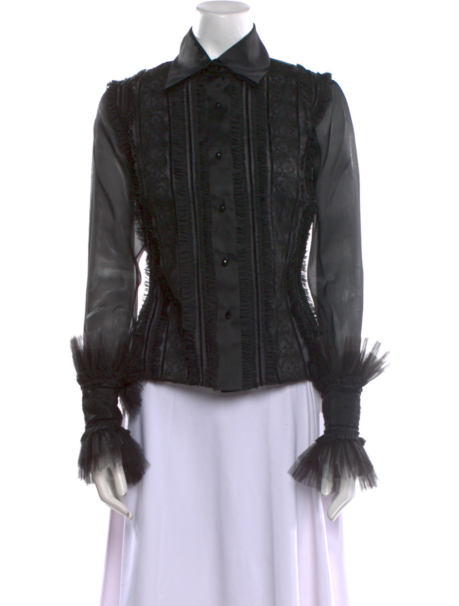 Zang Toi Silk Long Sleeve Button-Up Top