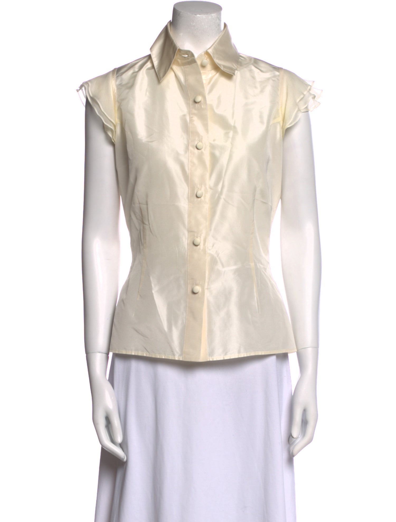 Zang Toi Silk Short Sleeve Button-Up Top