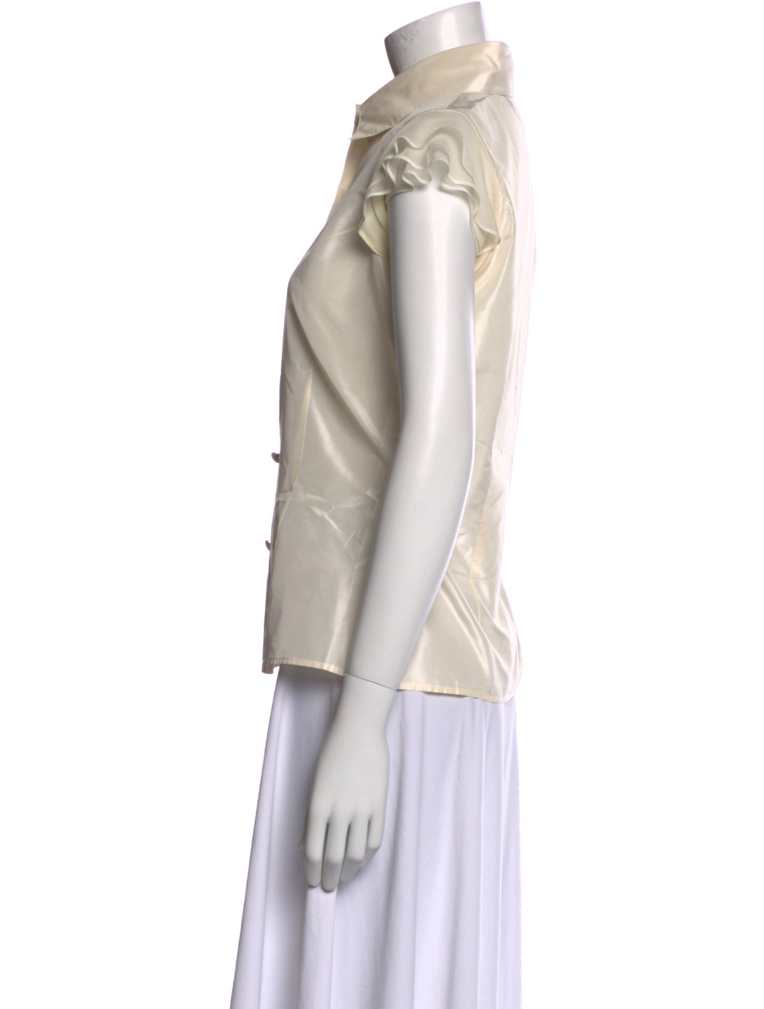 Zang Toi Silk Short Sleeve Button-Up Top