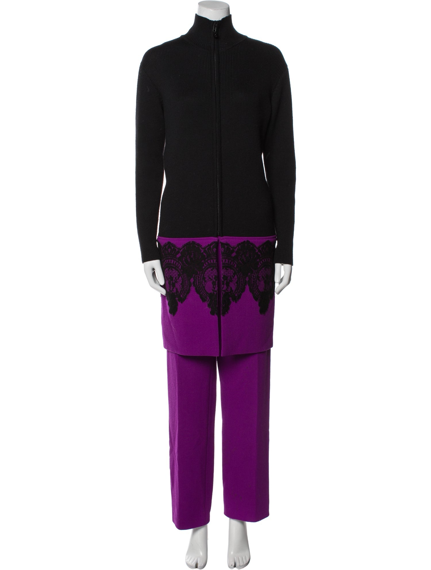Zang Toi Wool Colorblock Pattern Pant Set