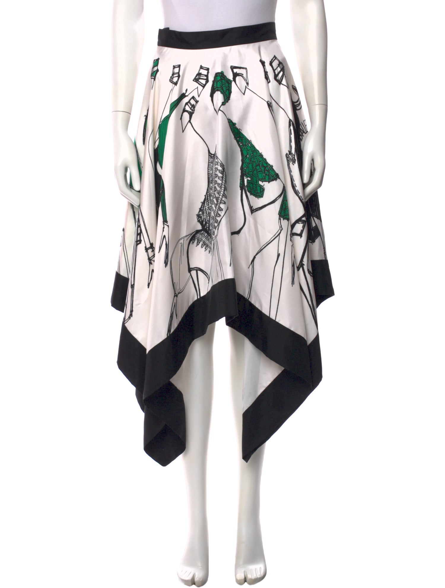 Zang Toi Silk Midi Length Skirt