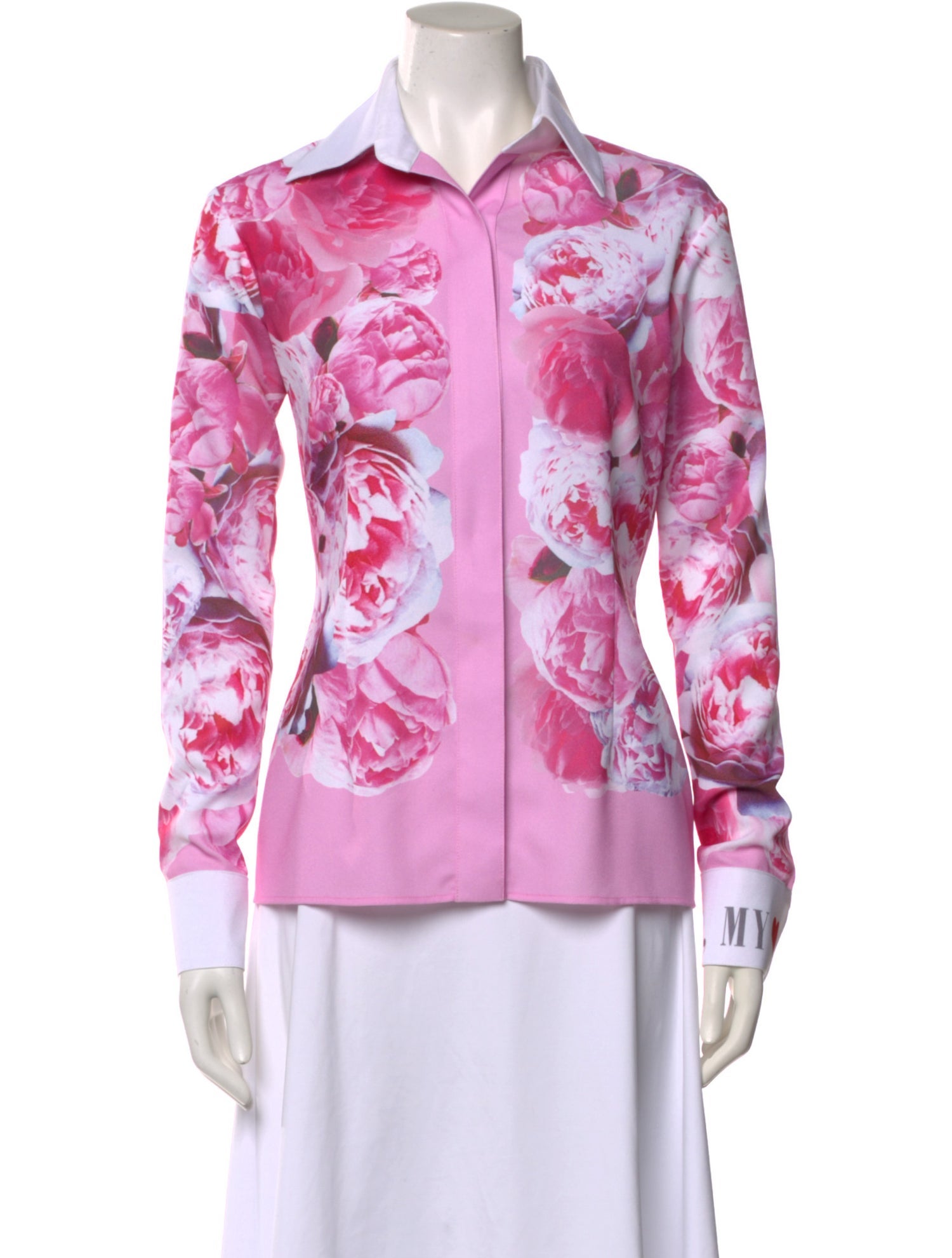 Zang Toi Floral Print Long Sleeve Button-Up Top