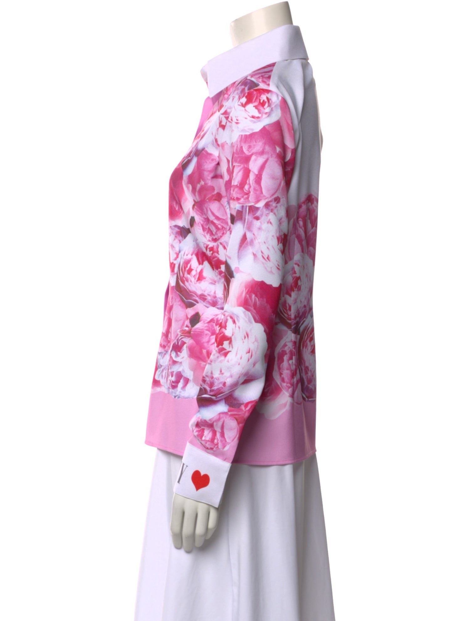 Zang Toi Floral Print Long Sleeve Button-Up Top