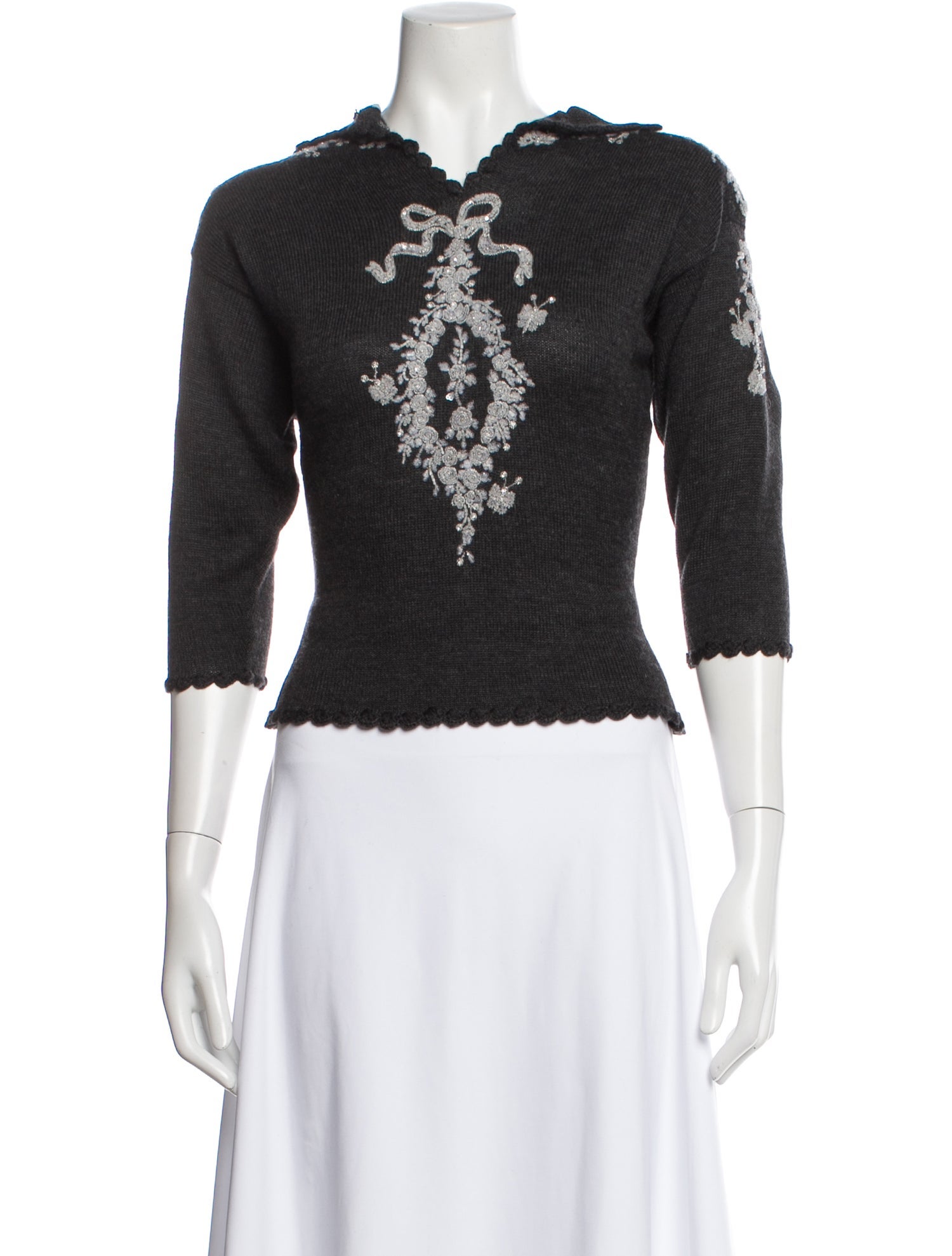 Zang Toi Floral Print Crew Neck Top