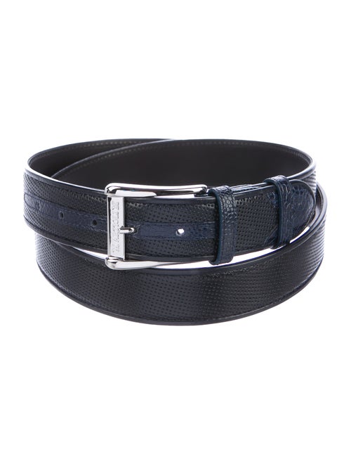 Artioli Embossed Leather Belt navy