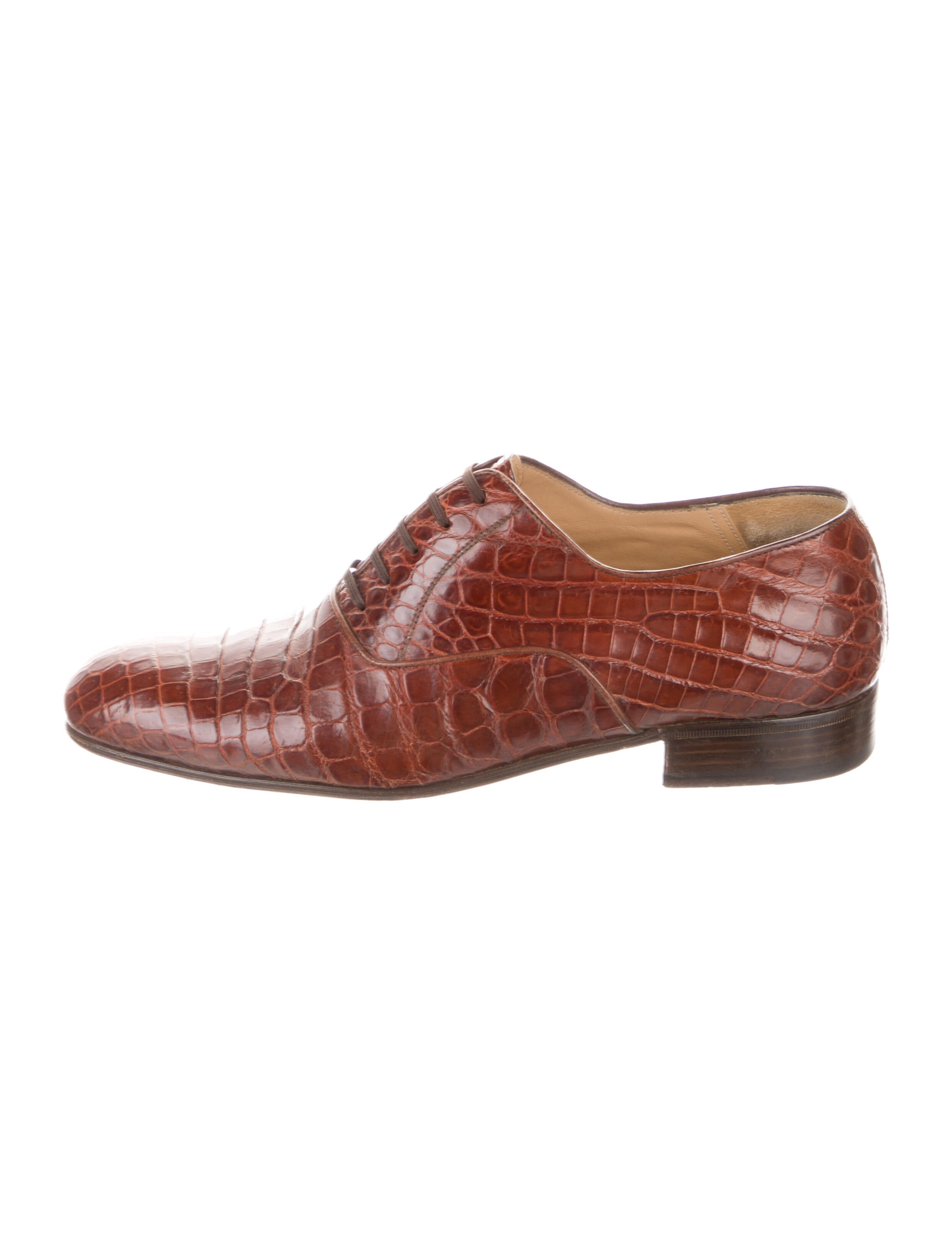 Artioli Crocodile Oxfords - Brown 