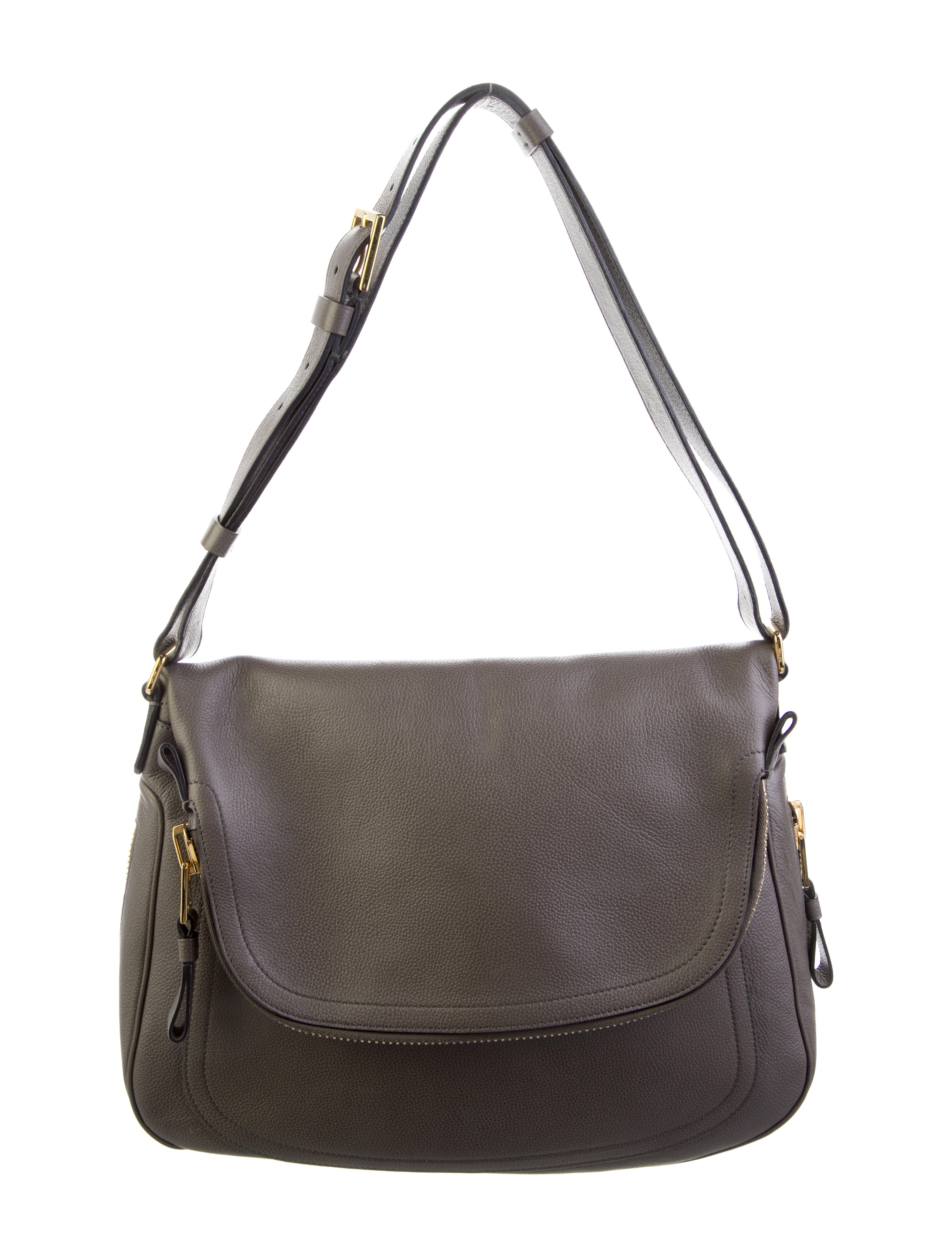 Tom Ford Leather Shoulder Bag Grey Shoulder Bags, Handbags
