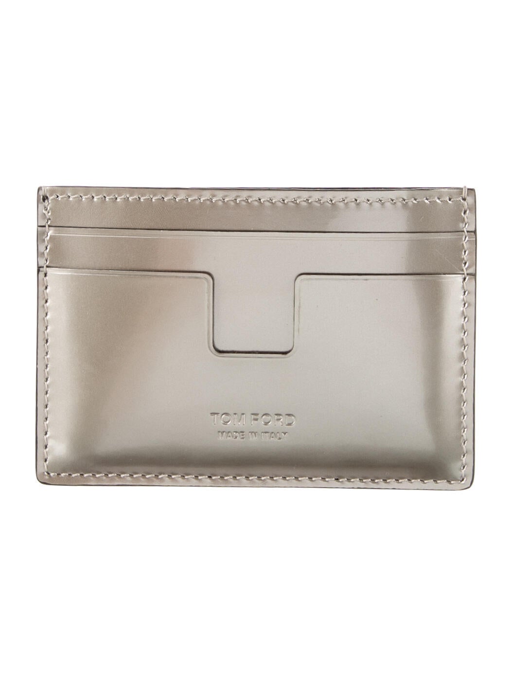 Tom Ford Patent Leather Card Holder Silver Wallets, Accessories