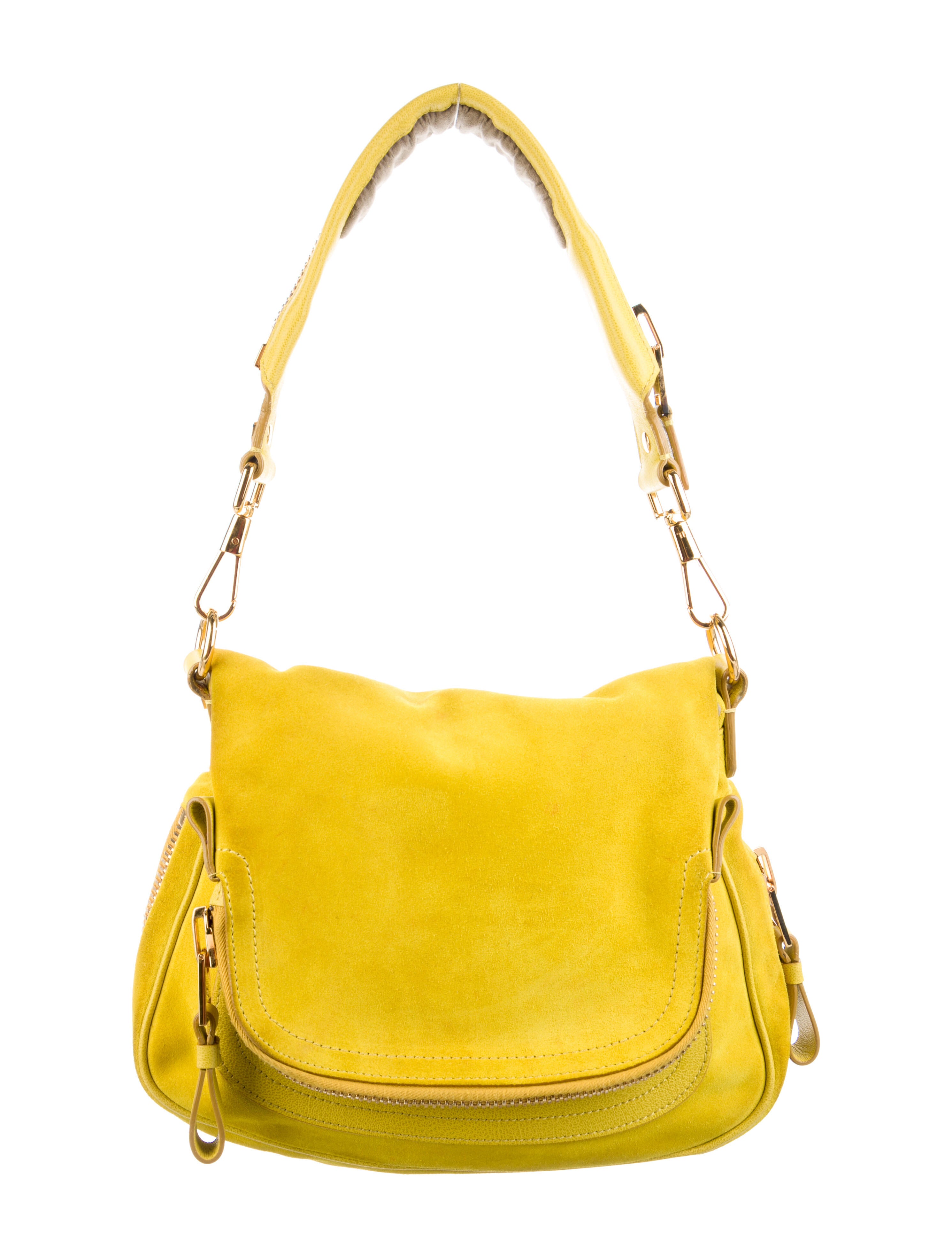 Tom Ford Suede Flap Shoulder Bag Yellow Shoulder Bags, Handbags