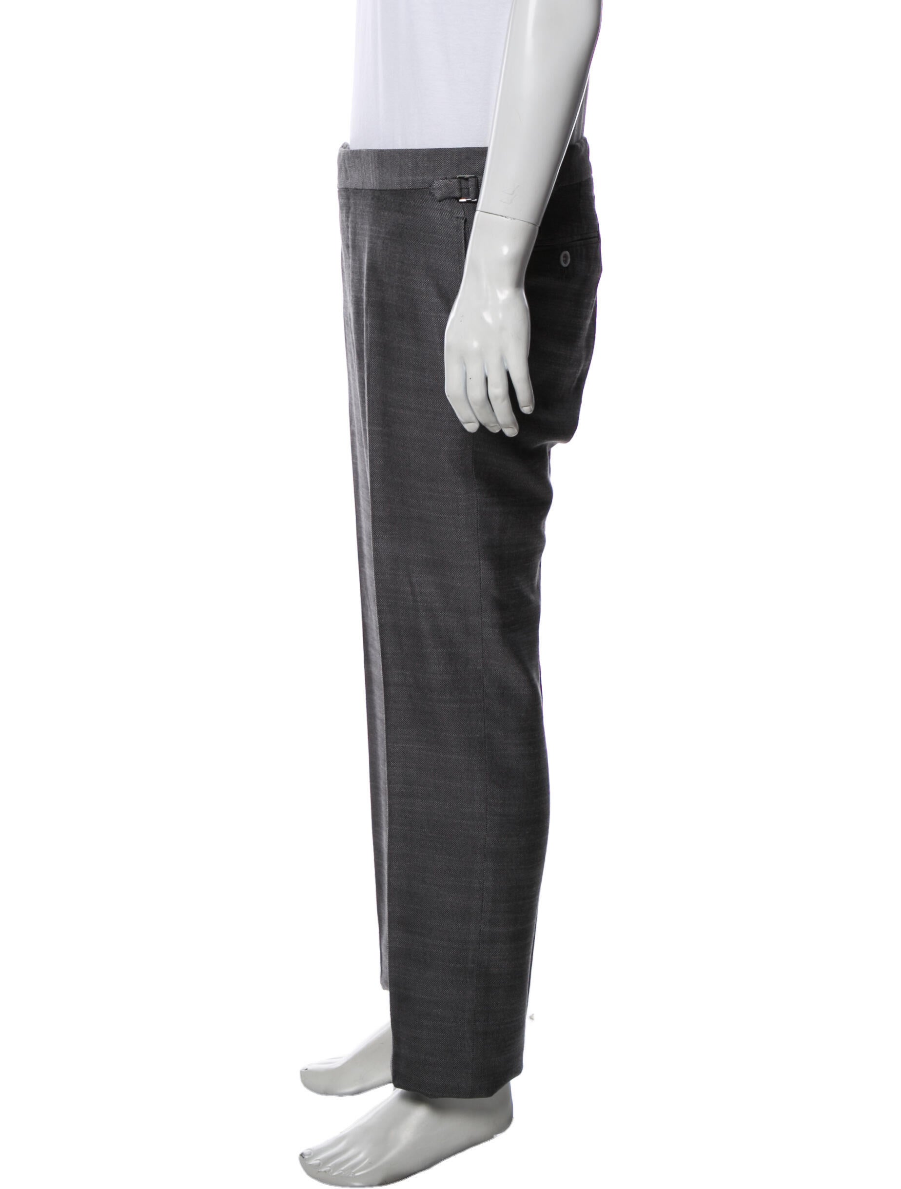 Tom Ford Silk Dress Pants Grey, 10.5" Rise Pants, Clothing