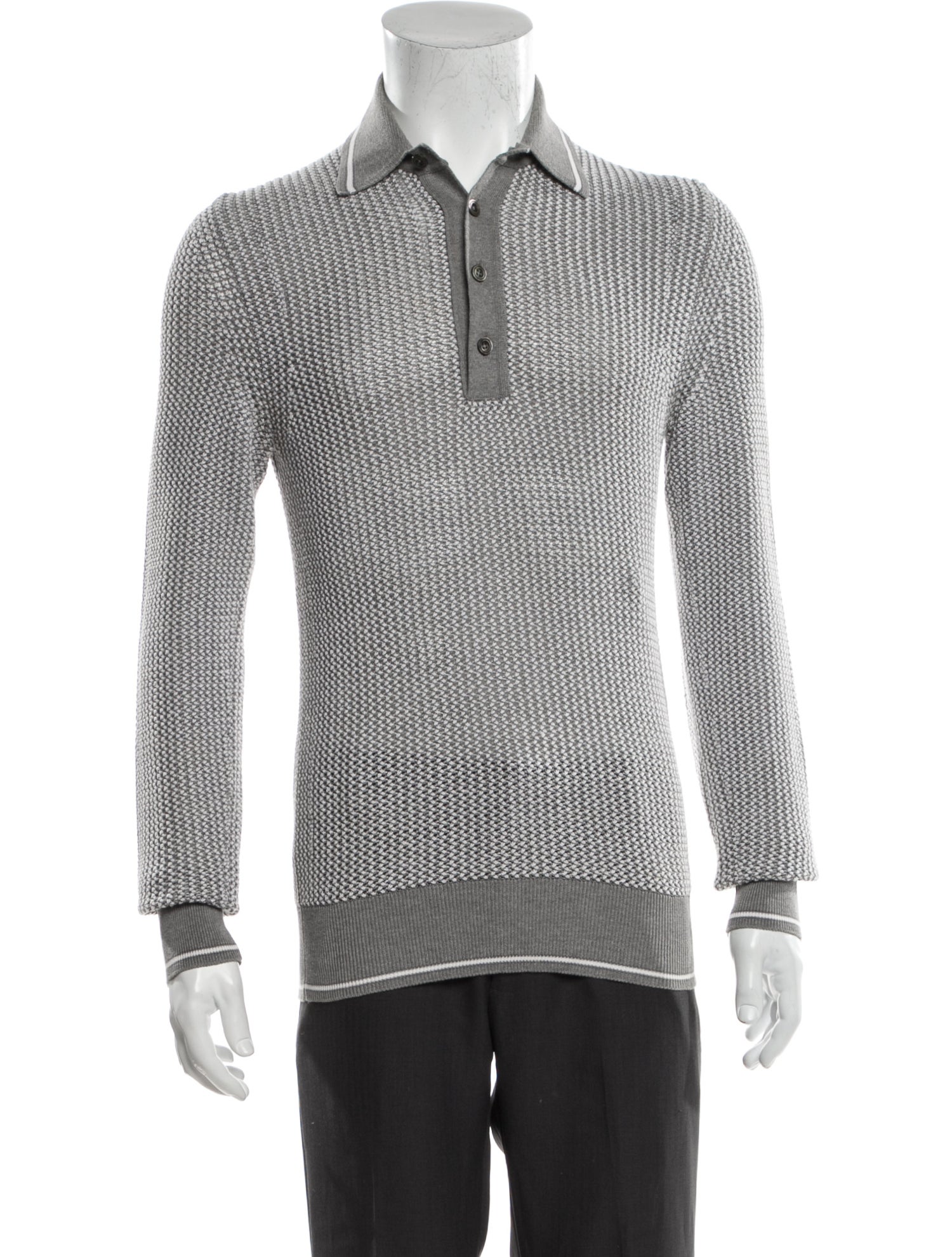 Tom Ford Mock Neck Long Sleeve Polo Sweater