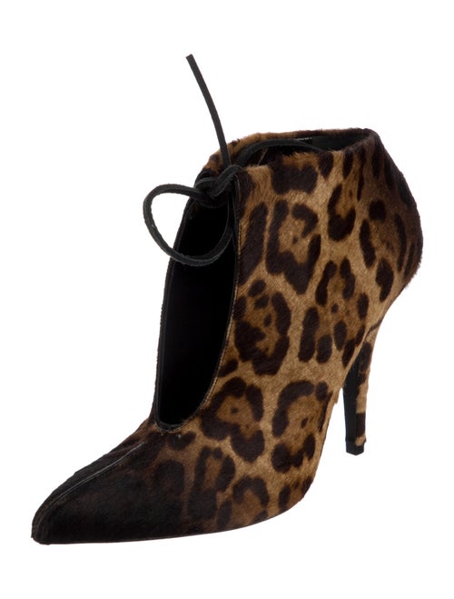 Tom Ford Ponyhair Animal Print Lace-Up Boots