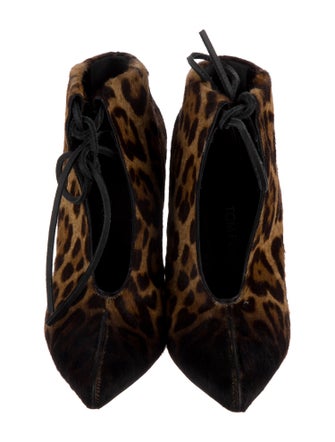 Tom Ford Ponyhair Animal Print Lace-Up Boots