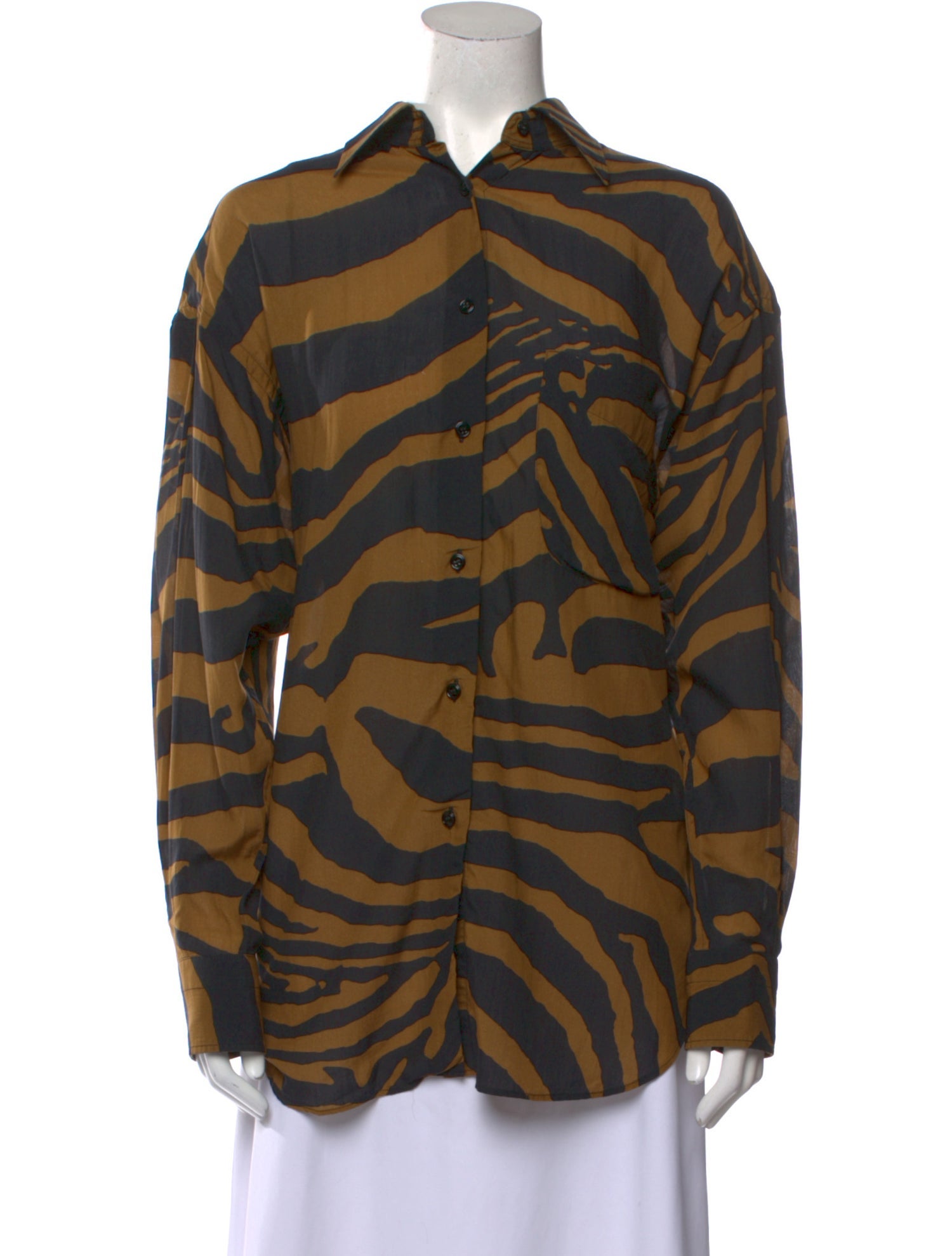 Tom Ford Animal Print Long Sleeve Button-Up Top