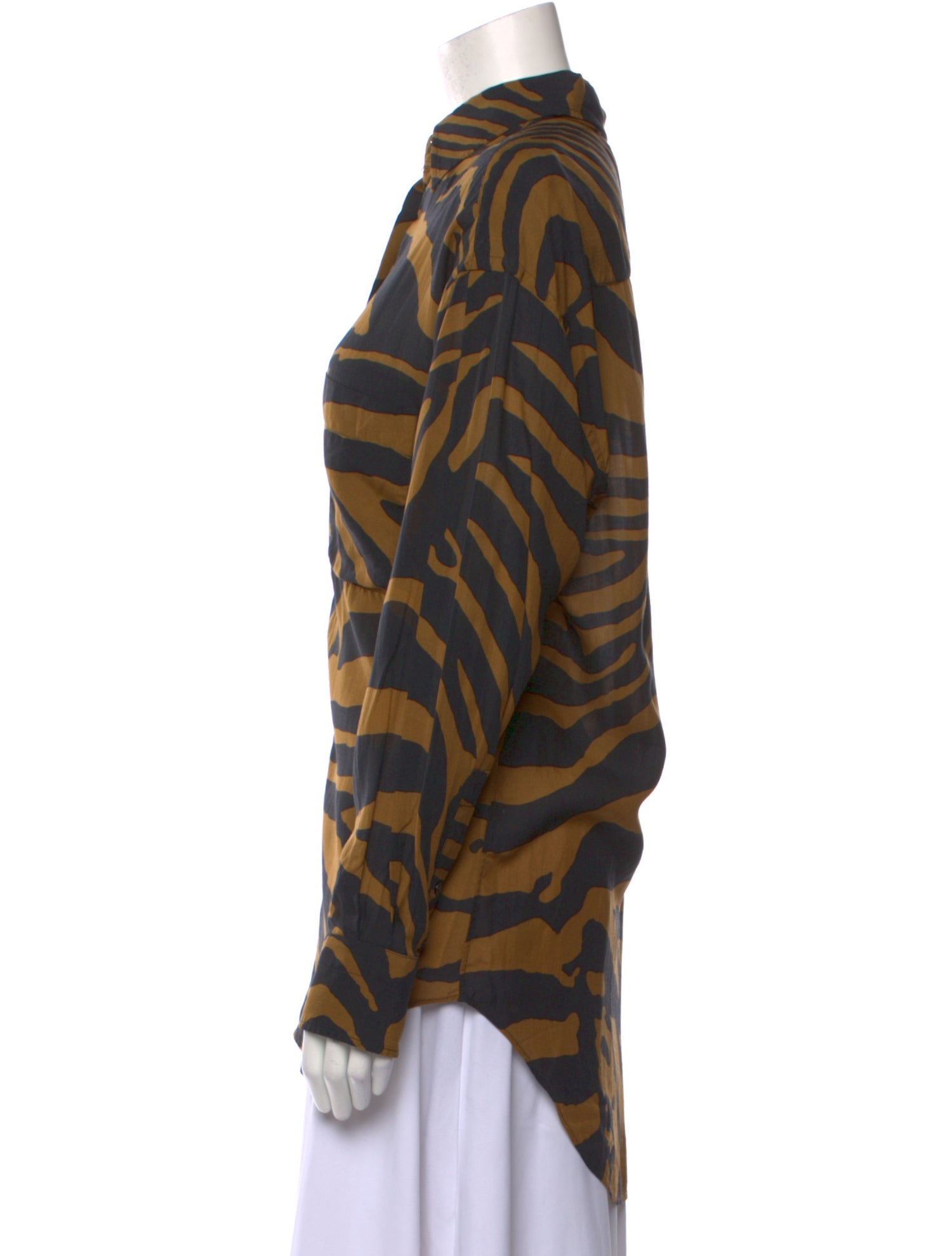 Tom Ford Animal Print Long Sleeve Button-Up Top