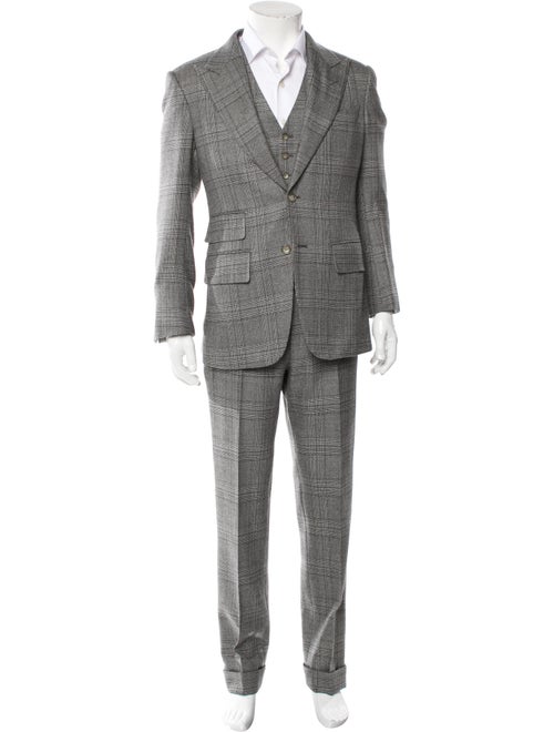 Tom Ford Wool Plaid Print Three-Piece Suit