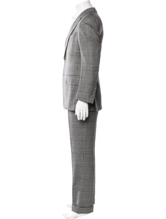 Tom Ford Wool Plaid Print Three-Piece Suit