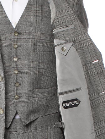 Tom Ford Wool Plaid Print Three-Piece Suit