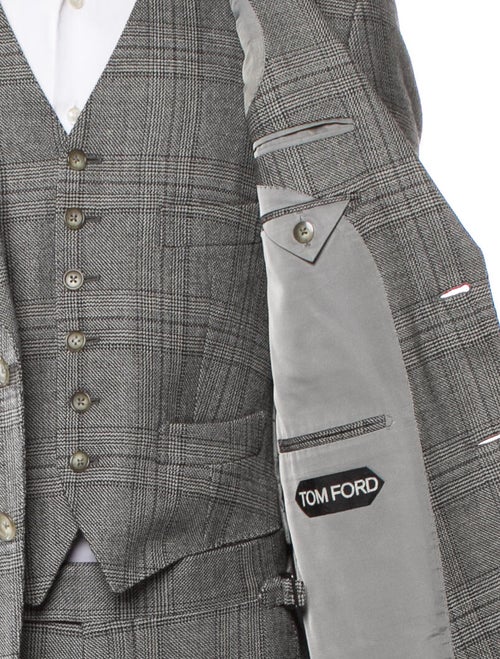 Tom Ford Wool Plaid Print Three-Piece Suit