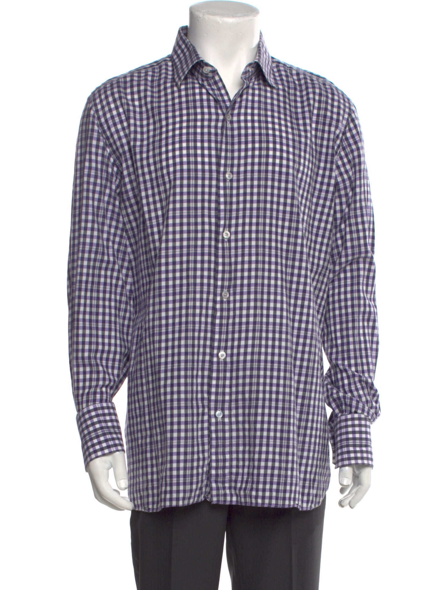 Tom Ford Plaid Print Long Sleeve Shirt