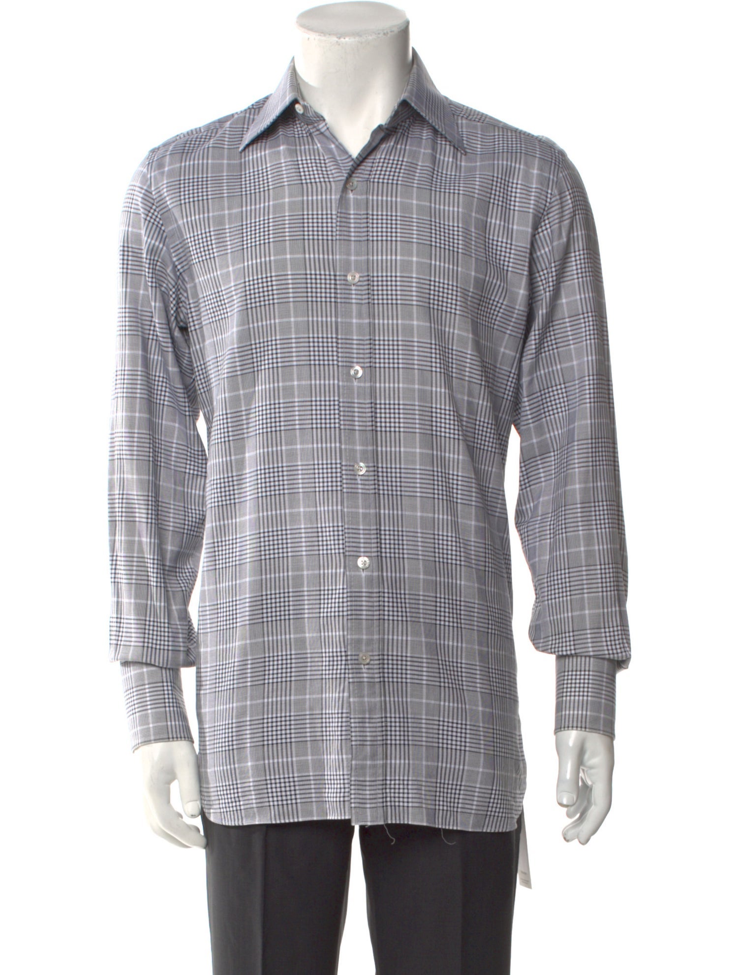 Tom Ford Plaid Print Long Sleeve Dress Shirt