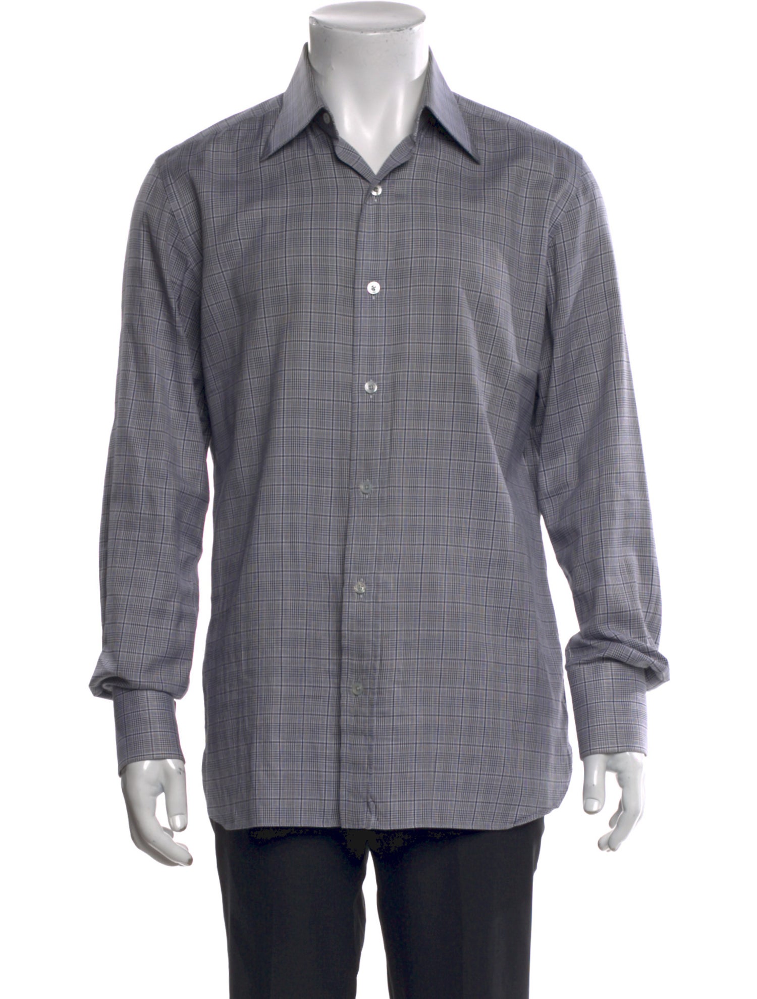 Tom Ford Plaid Print Long Sleeve Dress Shirt