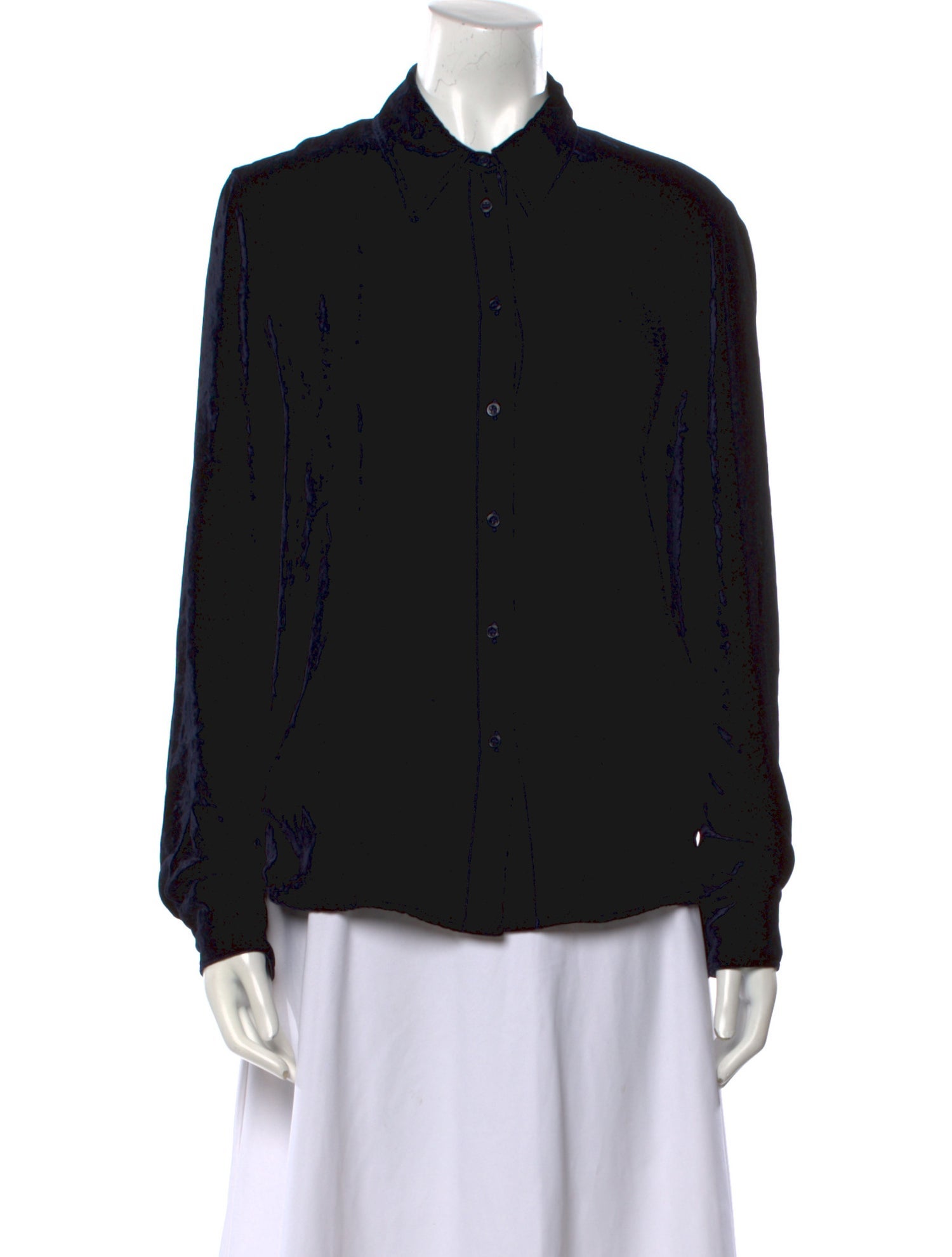 Tom Ford Velvet Long Sleeve Button-Up Top