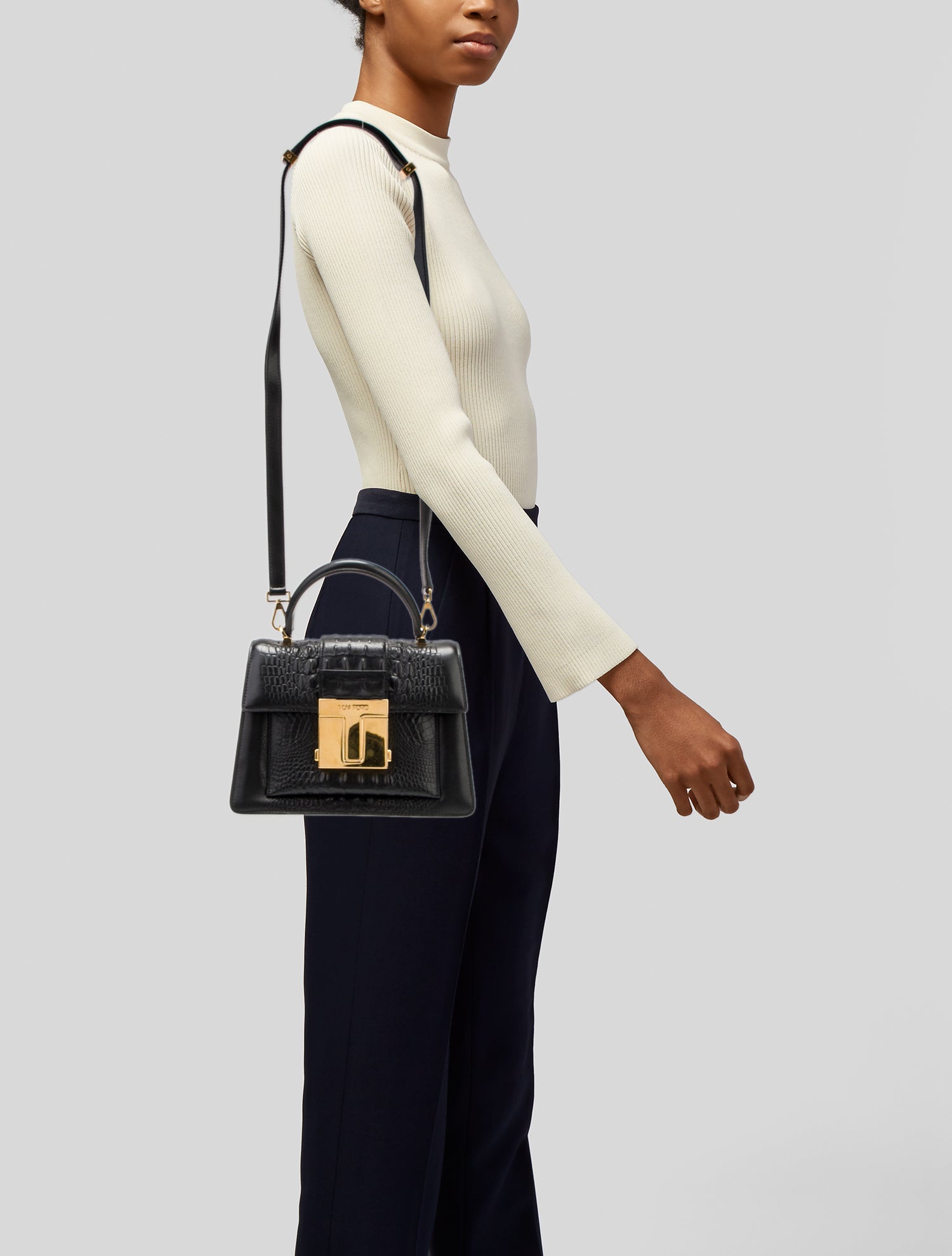 Tom Ford Embossed Leather Top Handle Bag