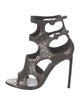 Tom Ford Leather Animal Print T-Strap Sandals
