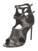 Tom Ford Leather Animal Print T-Strap Sandals