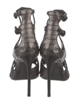 Tom Ford Leather Animal Print T-Strap Sandals