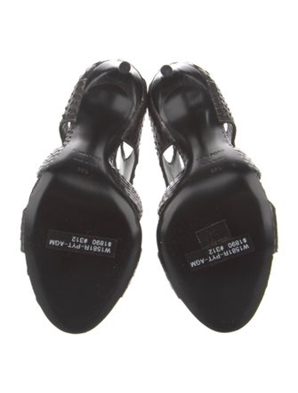 Tom Ford Leather Animal Print T-Strap Sandals