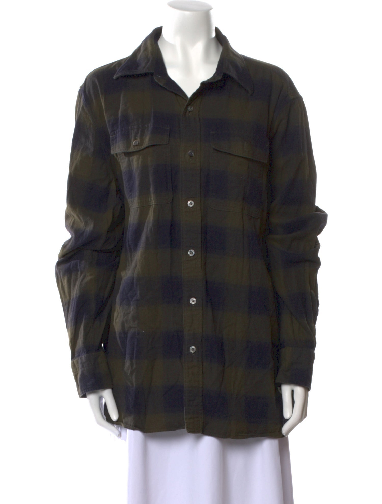 Tom Ford Plaid Print Long Sleeve Button-Up Top