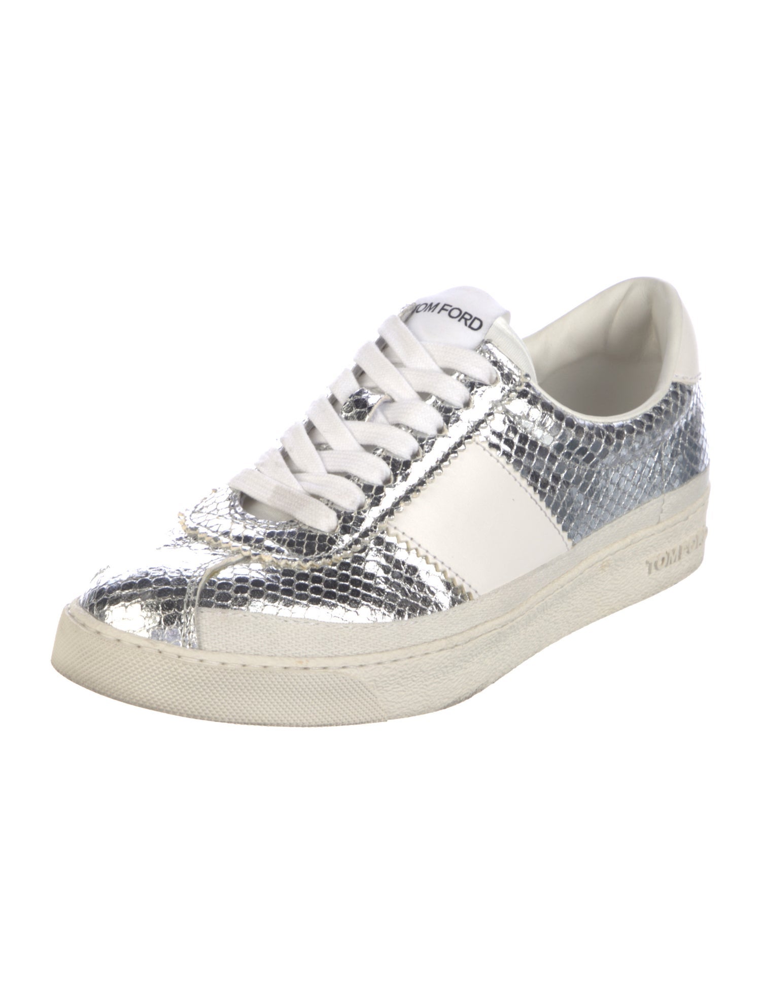 Tom Ford Leather Colorblock Pattern Sneakers
