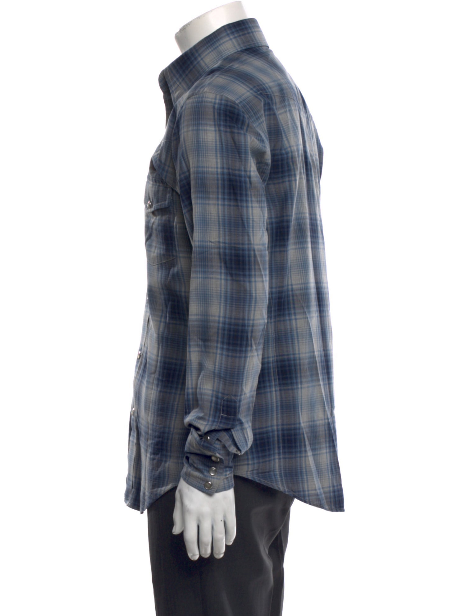 Tom Ford Plaid Print Long Sleeve Western Shirt