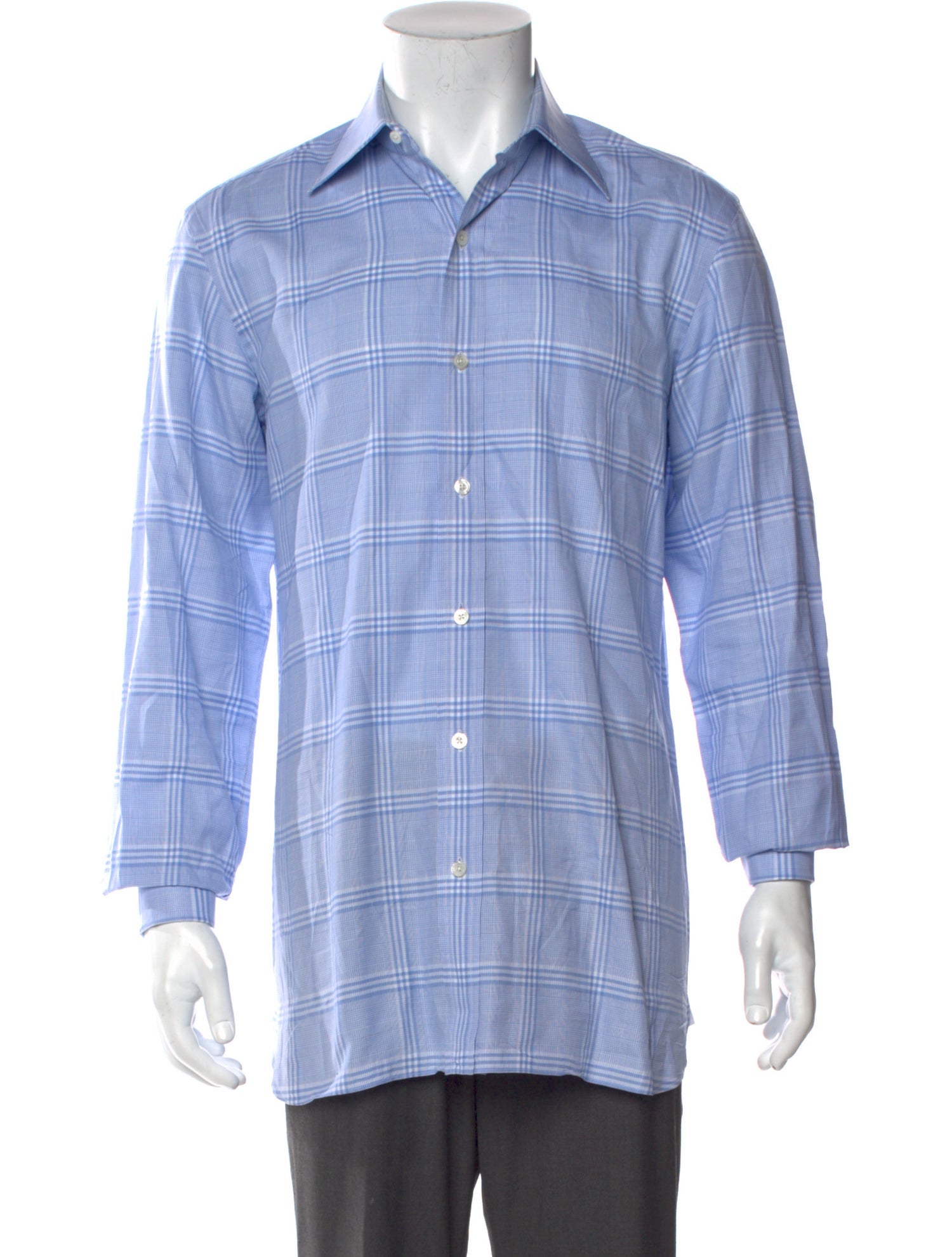 Tom Ford Plaid Print Long Sleeve Dress Shirt