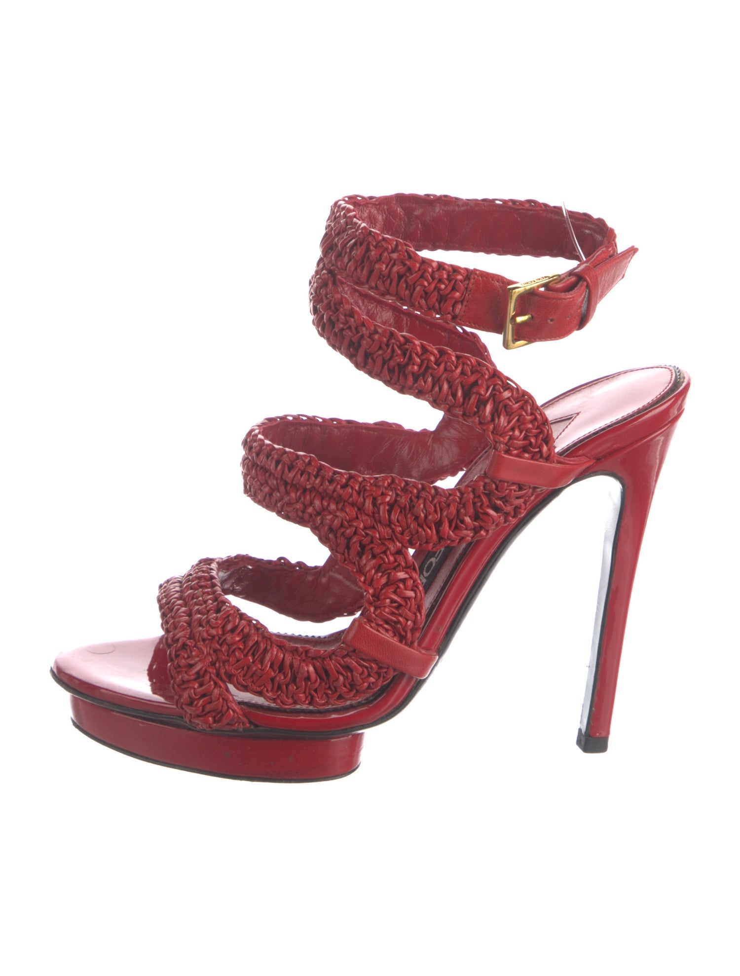 Tom Ford Leather Animal Print Slingback Sandals