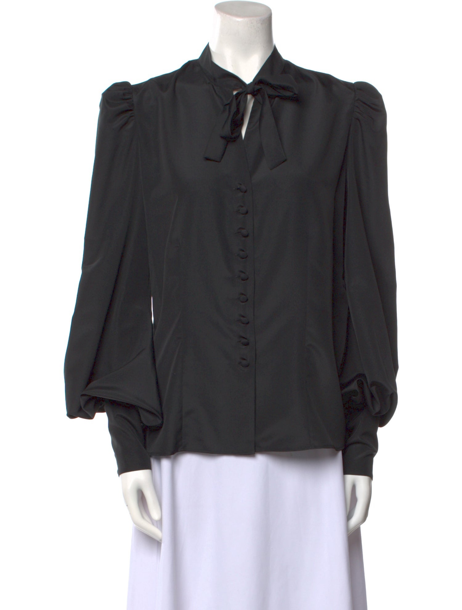 Tom Ford Tie Neck Long Sleeve Button-Up Top w/ Tags