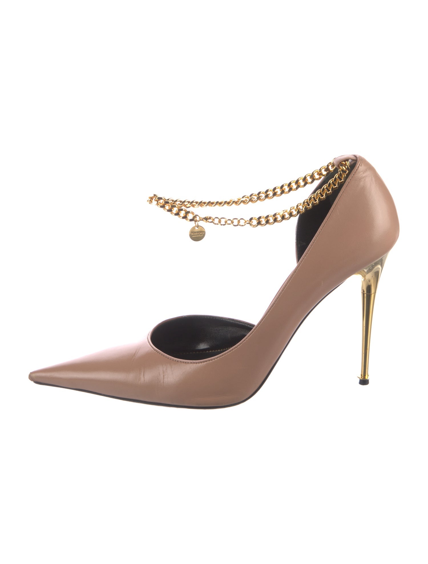 Tom Ford Leather Chain-Link Accents D'Orsay Pumps
