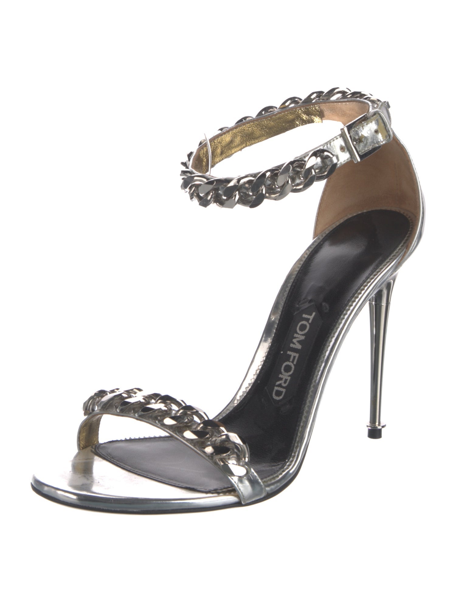 Tom Ford Patent Leather Chain-Link Accents Sandals