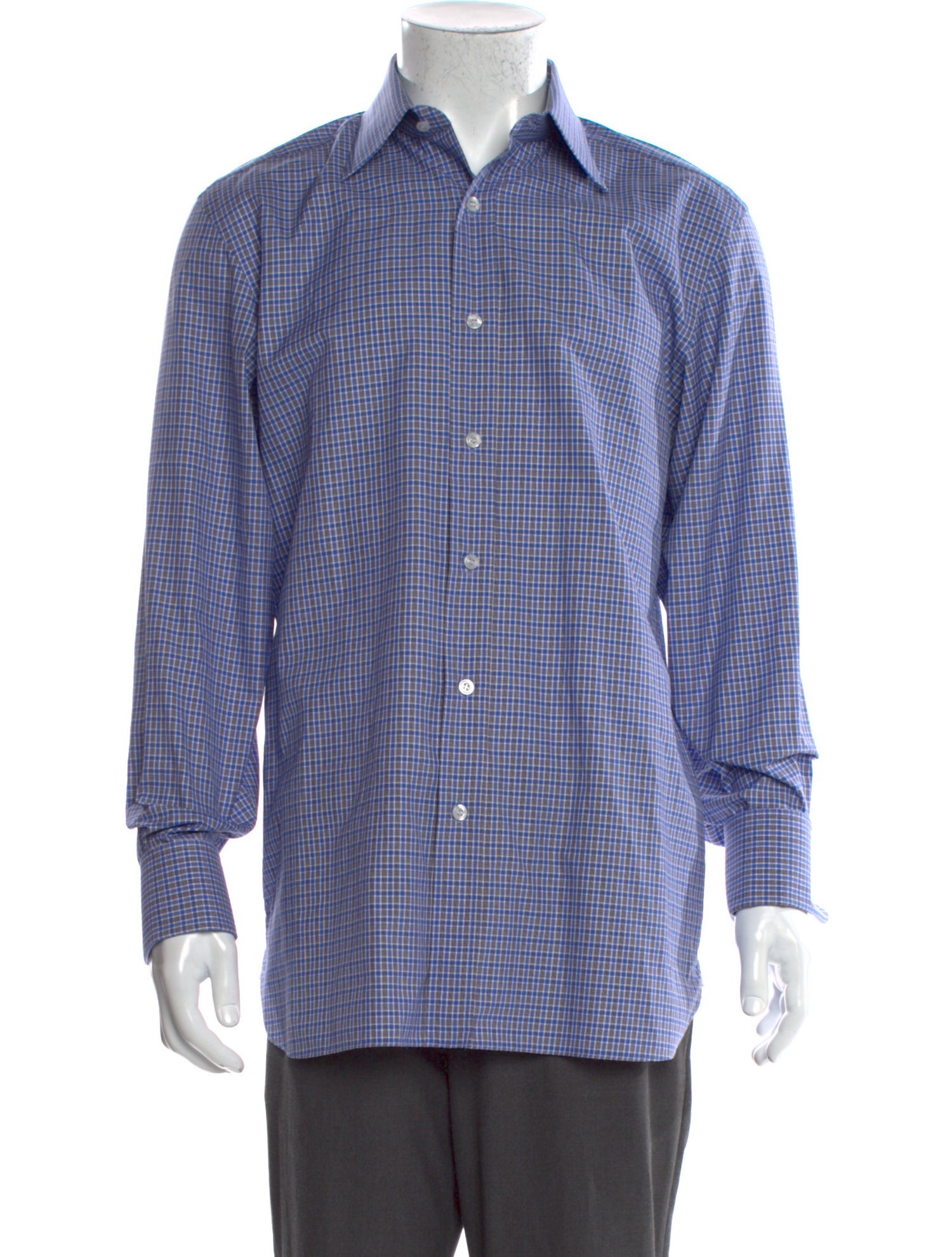 Tom Ford Plaid Print Long Sleeve Shirt