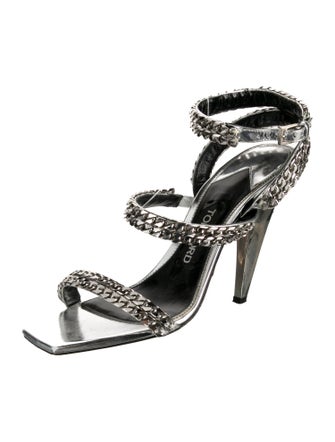 Tom Ford Leather Chain-Link Accents Sandals