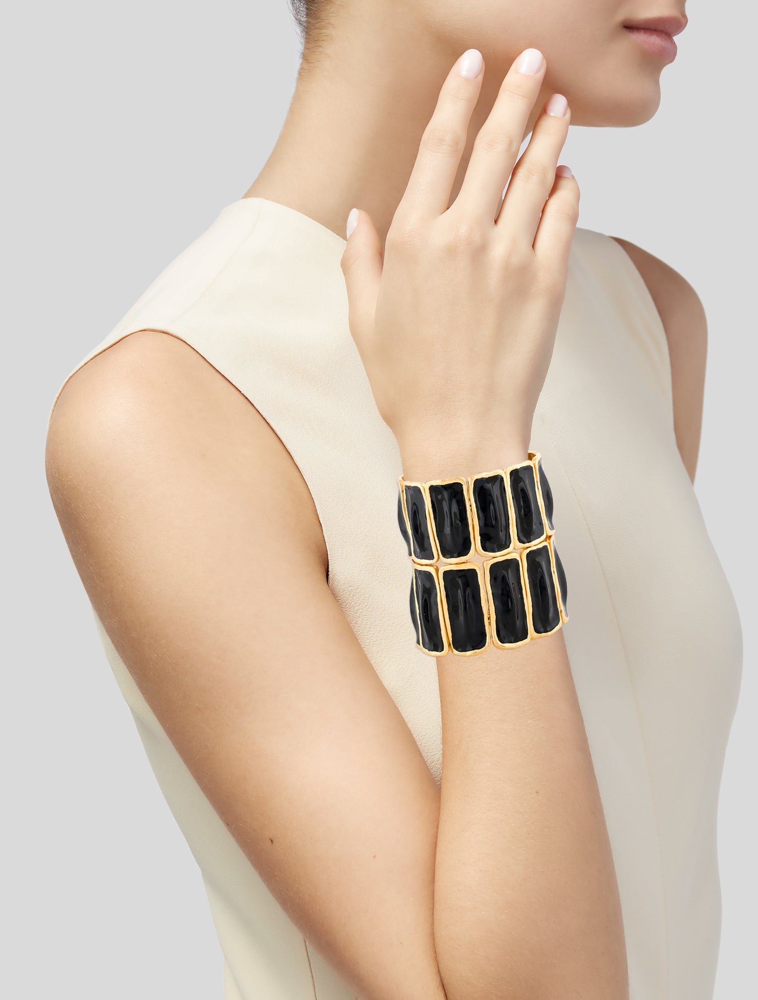 Tom Ford Enamel Wide Link Cuff Bracelet