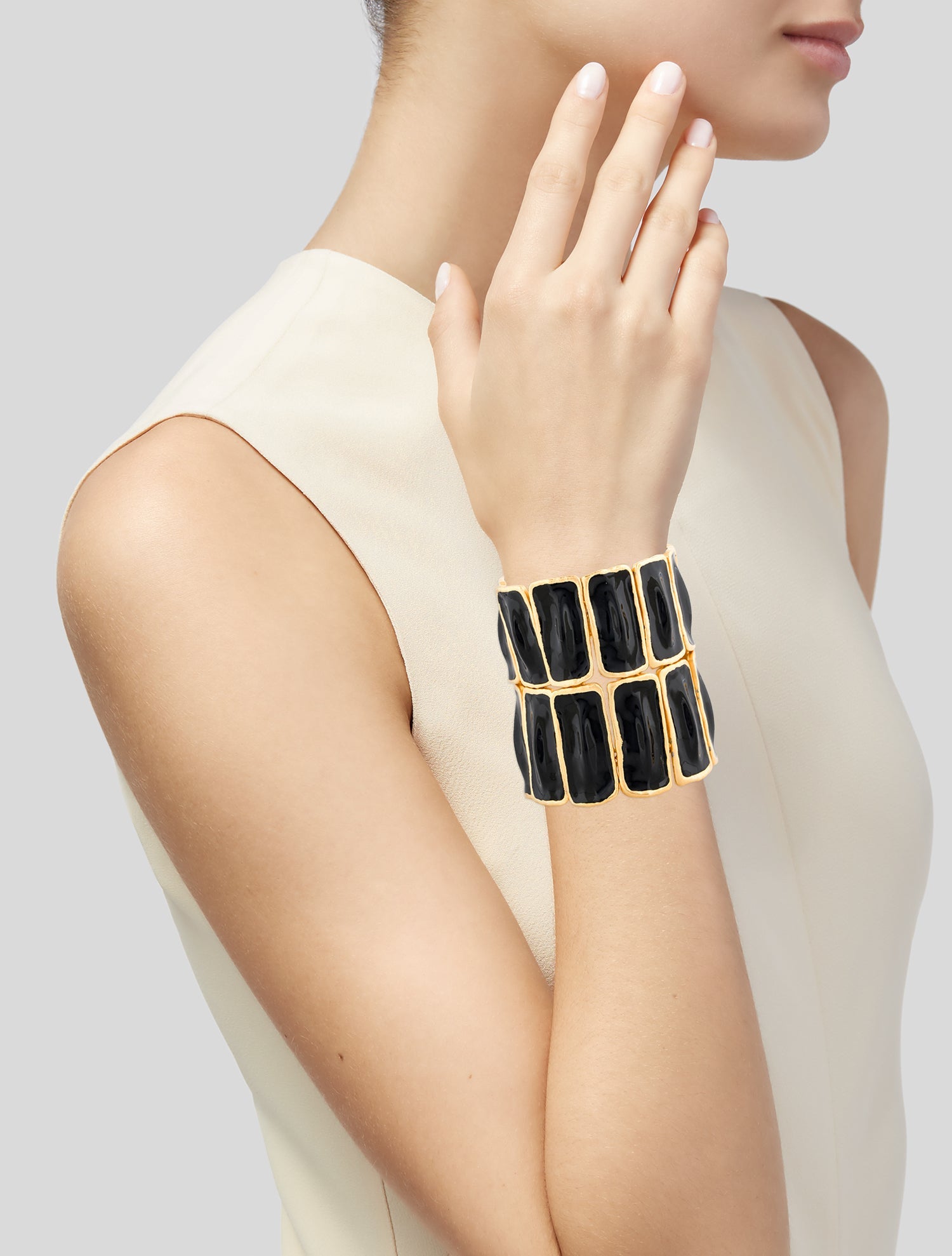 Tom Ford Enamel Wide Link Cuff Bracelet