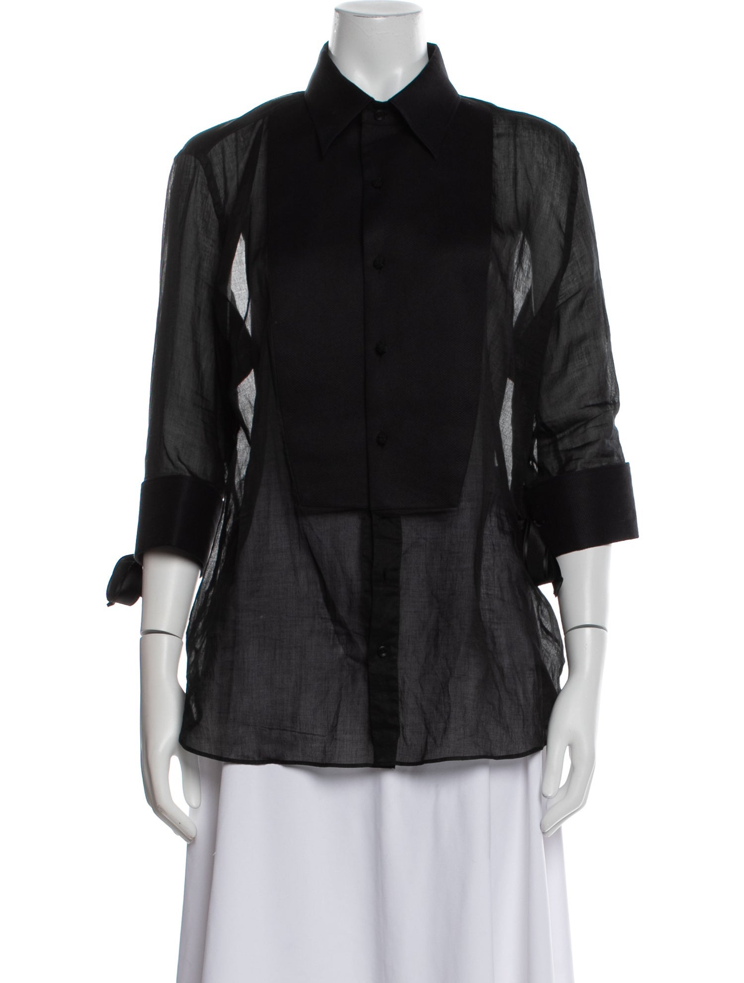 Tom Ford Three-Quarter Sleeve Button-Up Top