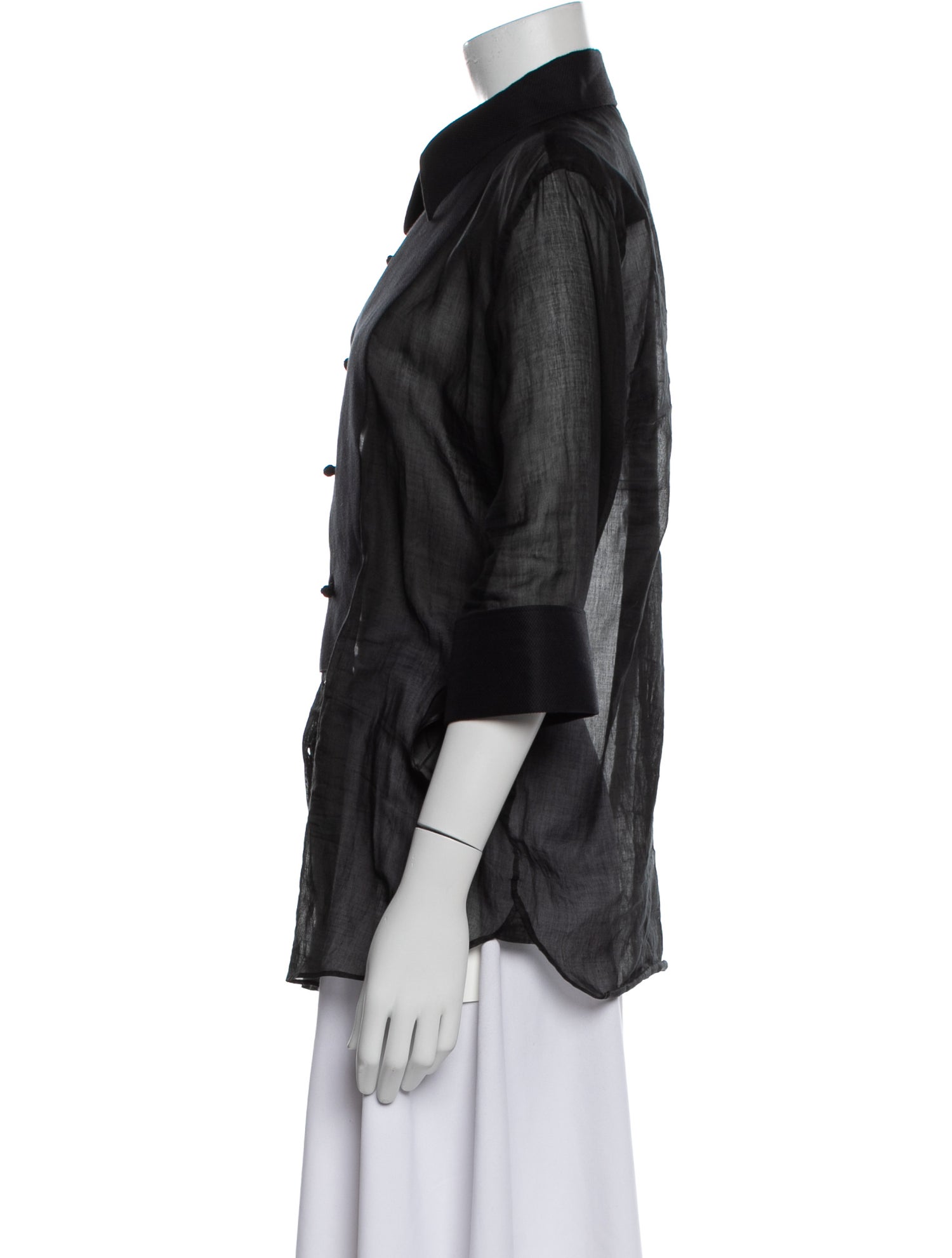 Tom Ford Three-Quarter Sleeve Button-Up Top